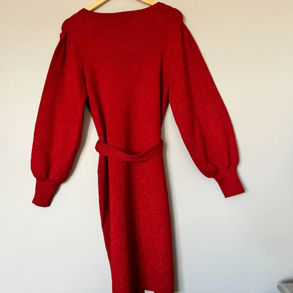 Metallic Tie-Waist Sweater Dress - Picture 2 of 6